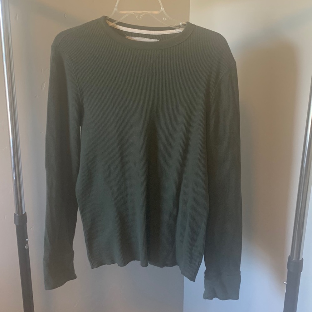 Urban Pipeline Mens green waffle knit long sleeve T-shirt Medium